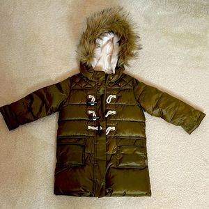 Gap Toddler Shiny Hunter Green Coat With Toggle Buttons